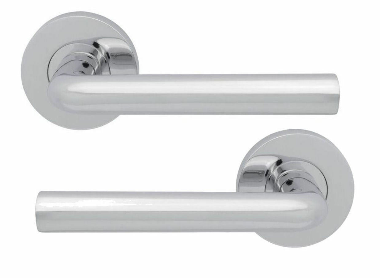 JIGTECH Quick Fit System RIVA Lever on Rose Door Handles Chrome / Satin WC Sets
