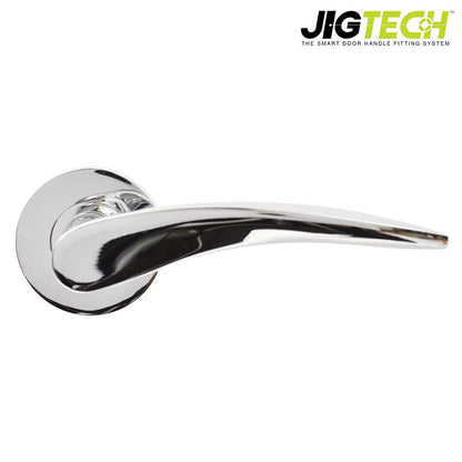 Jigtech Vecta Hinge and Latch Door Handles Pack Polished Or Satin Chrome Finish