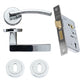 Toledo Polished Chrome Handle Pack (3 lever Lockset) - Hinges FOR 45mm FIRE DOOR