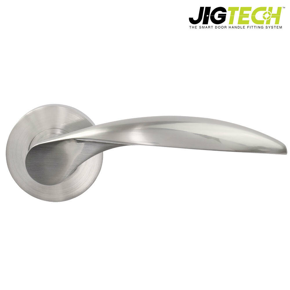 Jigtech Cresta Hinge and Latch Door Handles Pack Polished Or Satin Chrome Finish