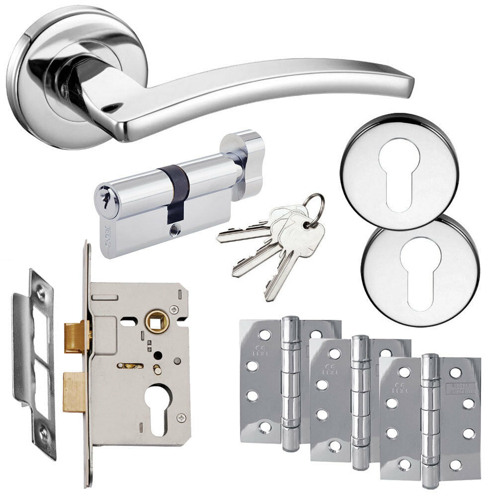 Toledo Door Handle on Rose Set - Euro Lock - Multiple Occupancy Door Pack