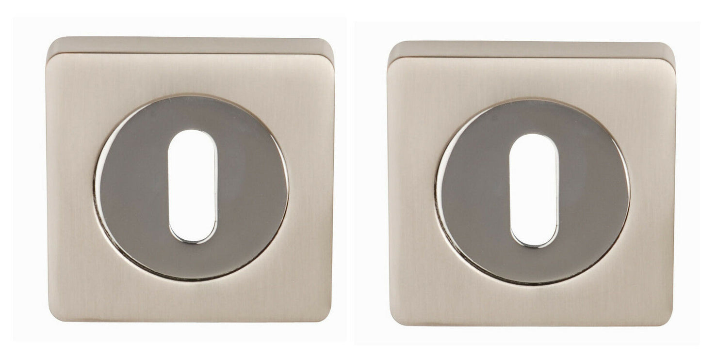 ULTIMO Dual Satin Nickel/CP Lever on Square Rose Door Handles AccessoriesLatches