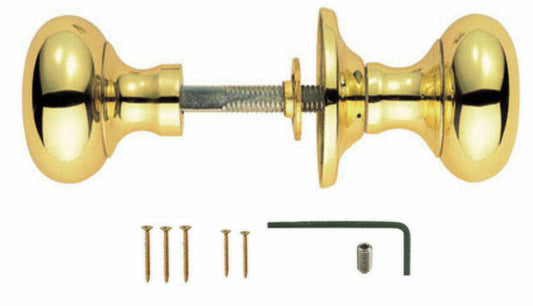 Rim Lock Mushroom Knobs Door Knob Sets 3 Finishes Brass / Chrome or Satin Chrome