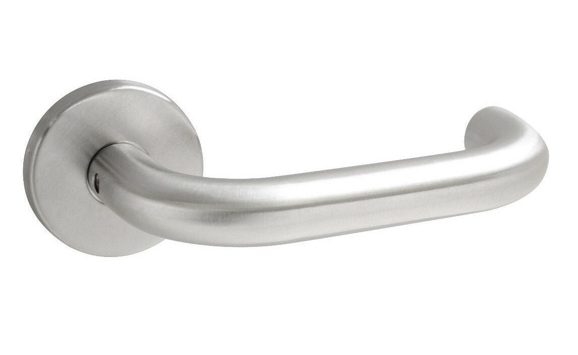 Stainless Steel Lever on Rose RTD Door Handles Runda Style Polished or Satin