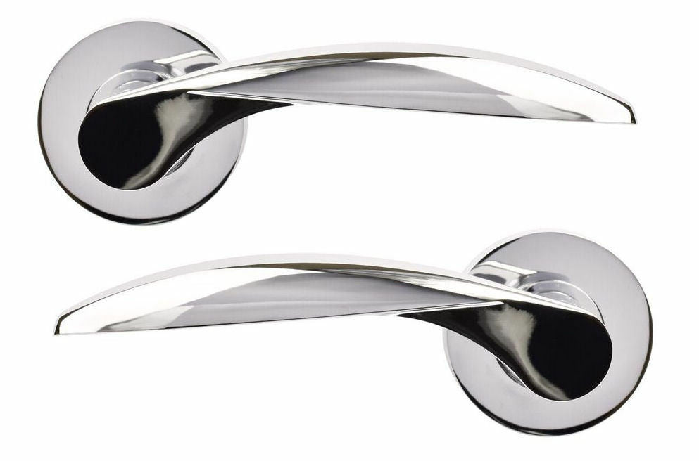 JIGTECH Quick Fit System CRESTA Lever on Rose Door Handles Chrome /Satin WC Sets