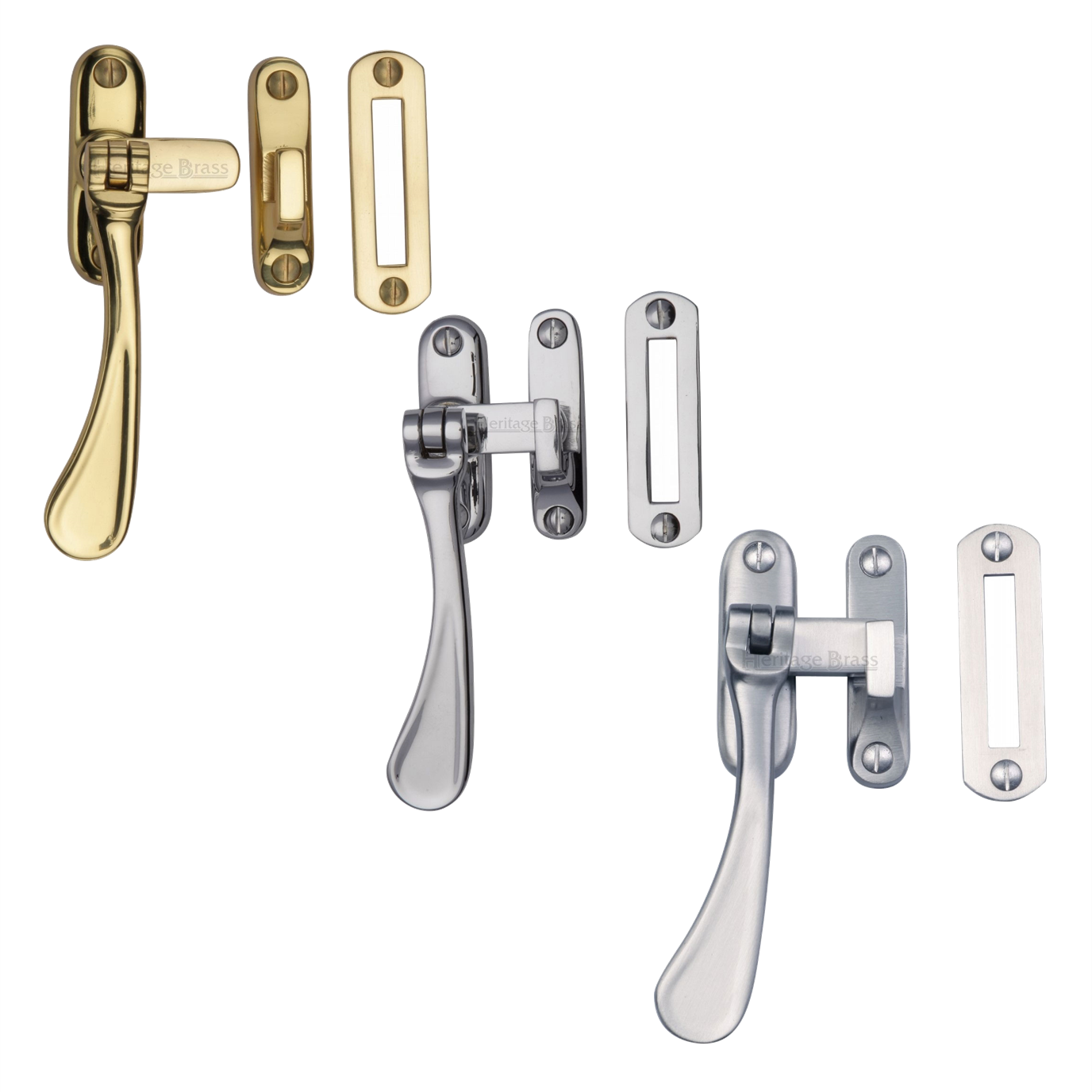 Spoon Casement Window Furniture Fastener Handle & Stay Arm Chrome Brass Satin