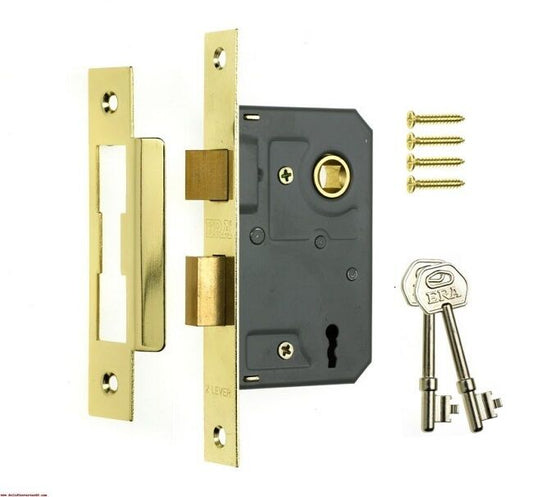 Genuine ERA 3 Lever Mortice Sash Lock For Timber Doors - 2.5" (65mm) - Brass