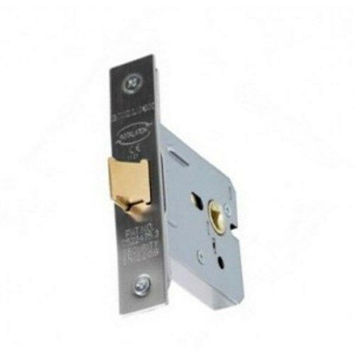 75mm (3") Flat Mortice Latch, Satin Stainless Steel CE Marked For Fire Doors