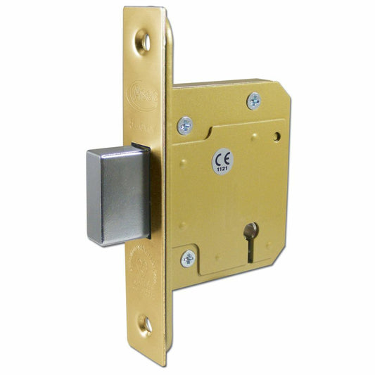 Asec 5 Lever Polished Brass BS 3621 Mortice Deadlock 2½" (64mm) AS11315