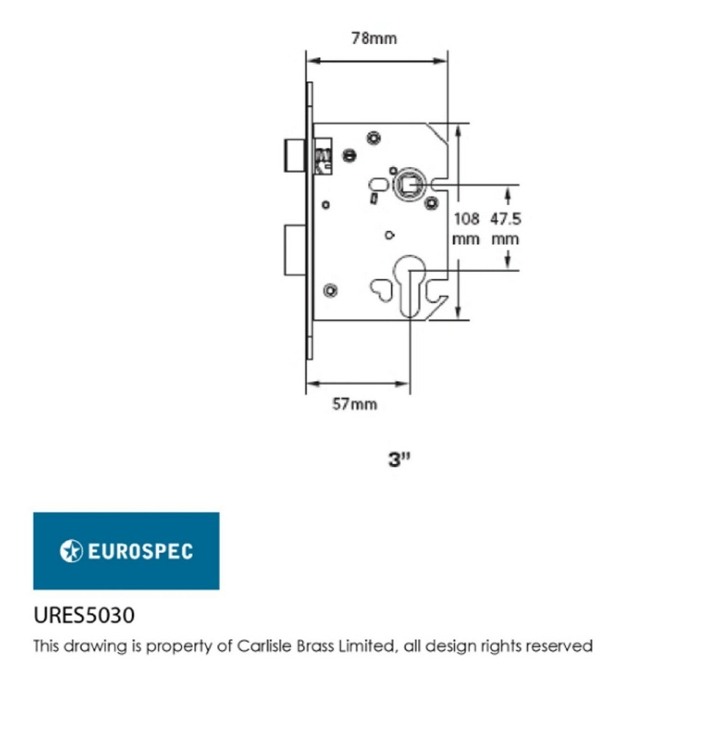 Carlisle Brass - UROS50 - Eurospec Universal Replacement Oval Profile Sashlock