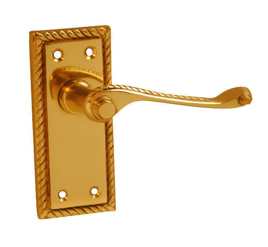 Polished Brass Georgian Lever Latch Door Handles Latch, Lock or Bathroom