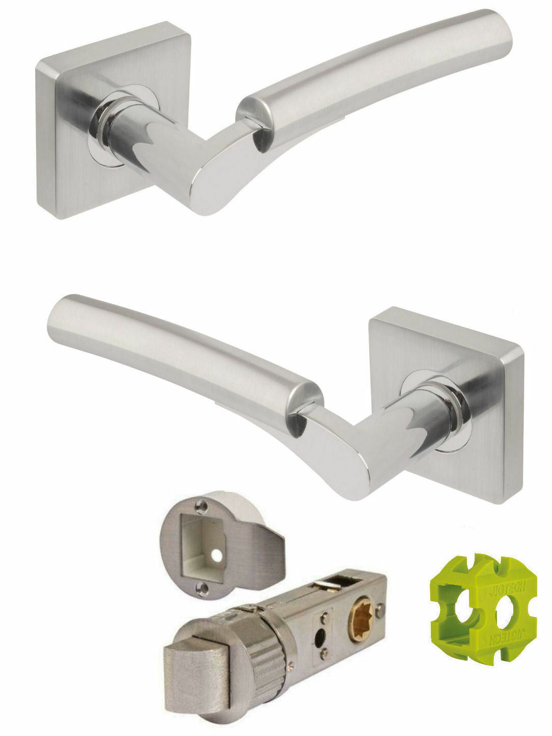 JIGTECH Quick Fit System ULTRO Lever on Square Rose Door Handles CP/SC Dual Sets