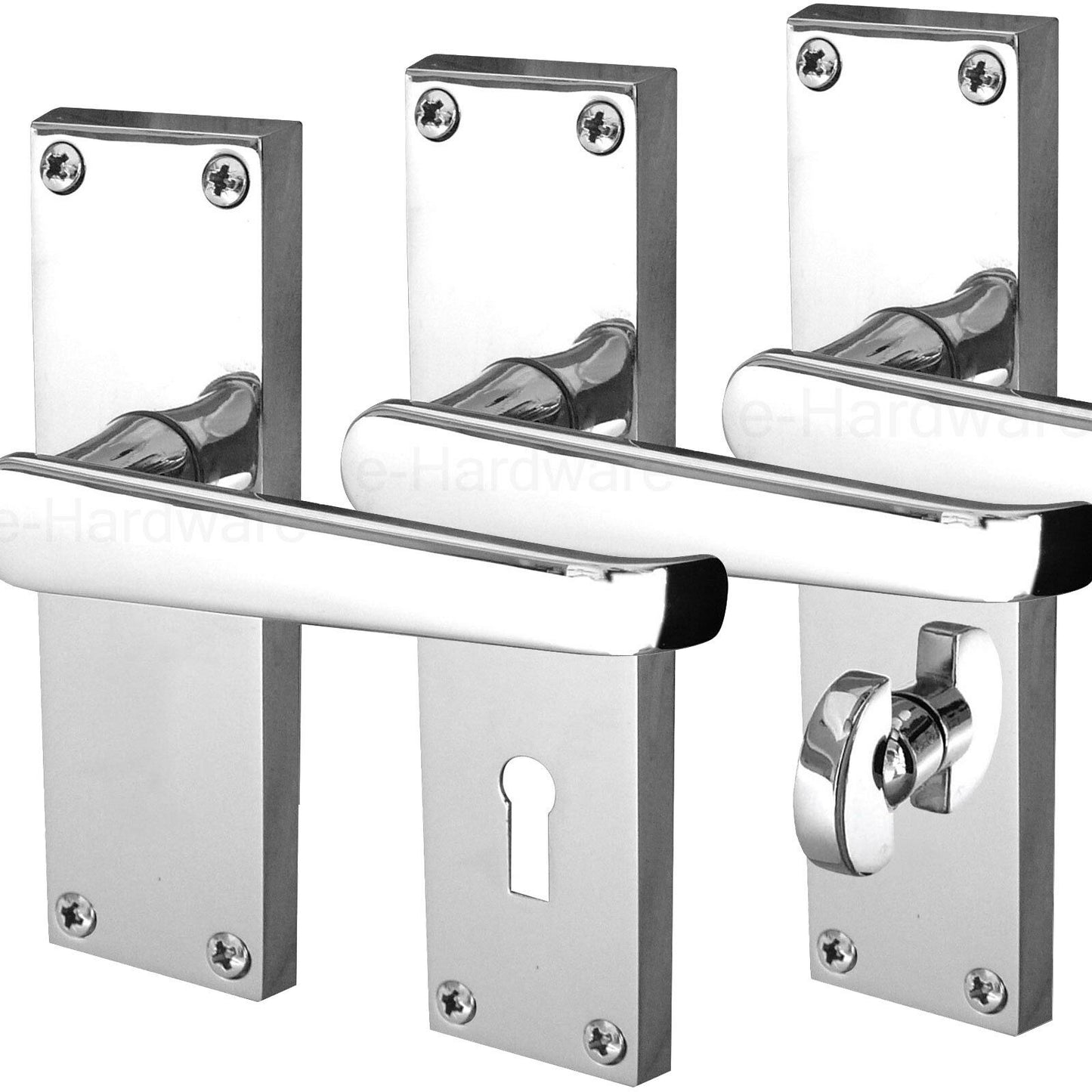 Internal Door Handle Sets on Backplate - Victorian Straight Polished Chrome