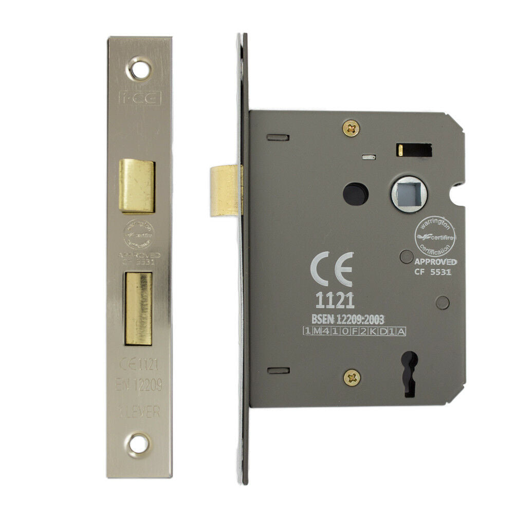Fire Rated Door Sash Locks CE BS Rated Mortice 5 Lever or 3 Lever 63mm or 75mm