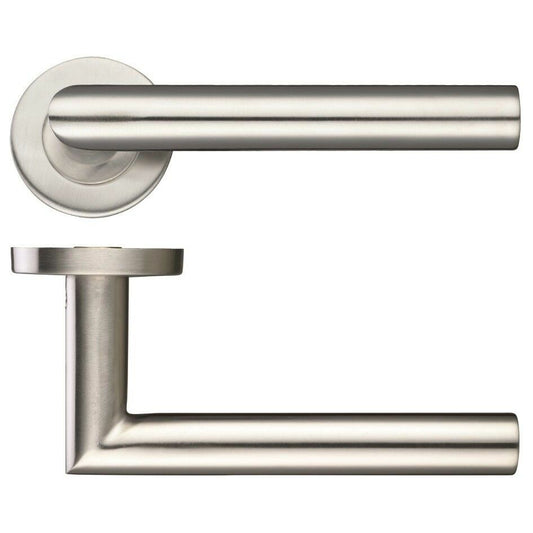 Mitred Lever Door Handle Satin/Brushed Stainless Steel (Various Quantities)