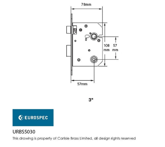 Carlisle Brass - URBS5025 - Eurospec Easi-T Universal Bathroom Sashlock