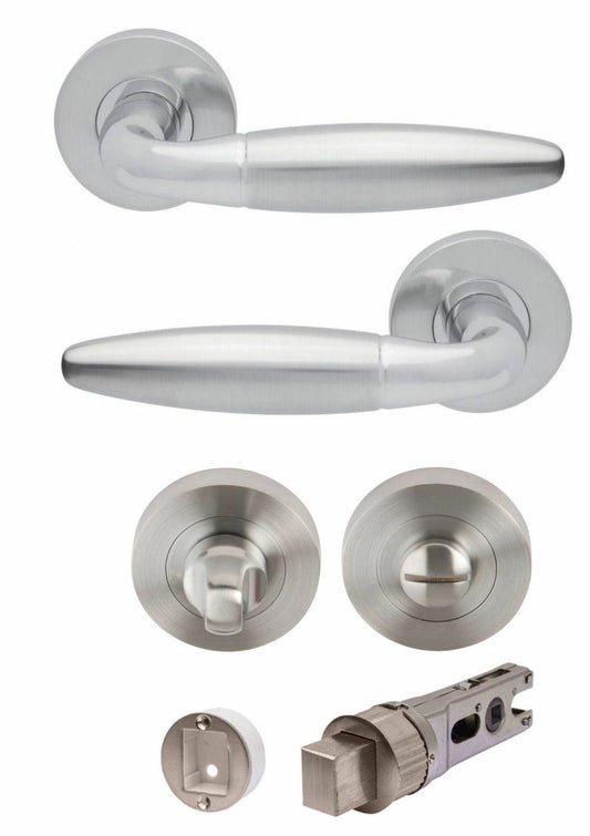 JIGTECH Quick Fit System PARMA Lever on Rose Door Handles Chrome/Satin Dual Sets