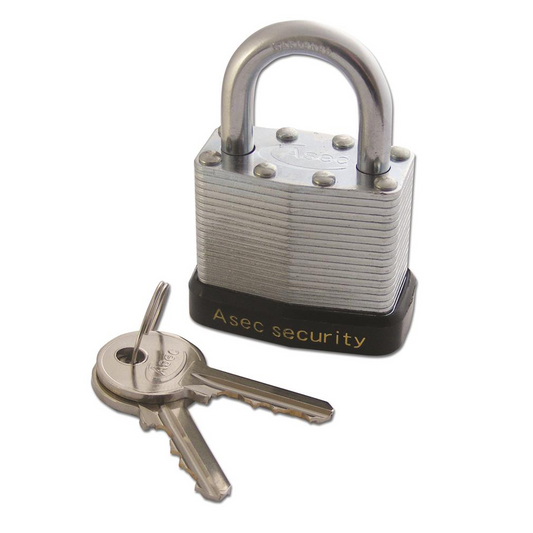 Asec 64mm Keyed To Differ Open Shackle Laminated Padlock Lock AS2542