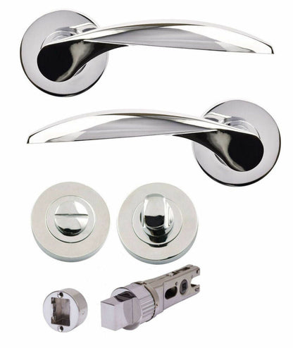 JIGTECH Quick Fit System CRESTA Lever on Rose Door Handles Chrome /Satin WC Sets