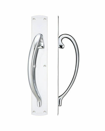 POLISHED CHROME PULL HANDLE WITH BACKPLATE - 457MM - LEFT & RIGHT HAND