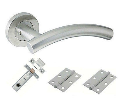 Arched Lever on Rose Internal door handle with Hinges & Latches 63mm or 76mm