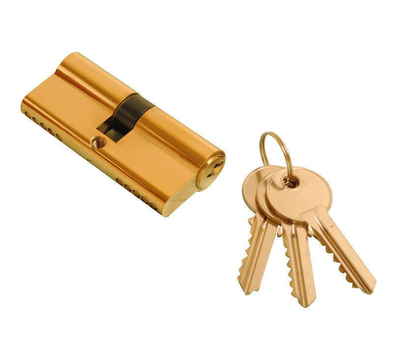 Euro Profile Cylinder + Key or Turn UPVC Door Lock Nickel or Brass inc. 3 Keys