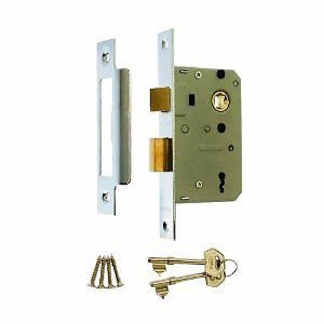Genuine ERA 3 Lever Mortice Sash Lock For Timber Doors - 2.5" (65mm) - Chrome