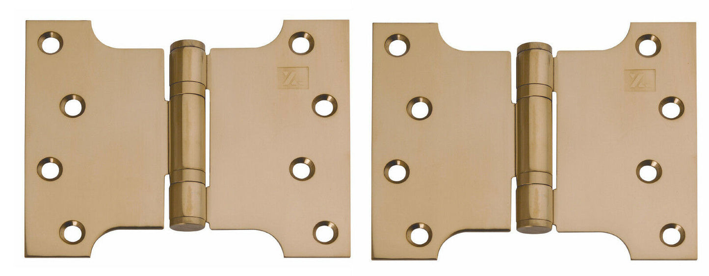 Brass Plated Stainless Steel Parliament Door Hinges Button Tipped 4 x 4" 5"& 6"