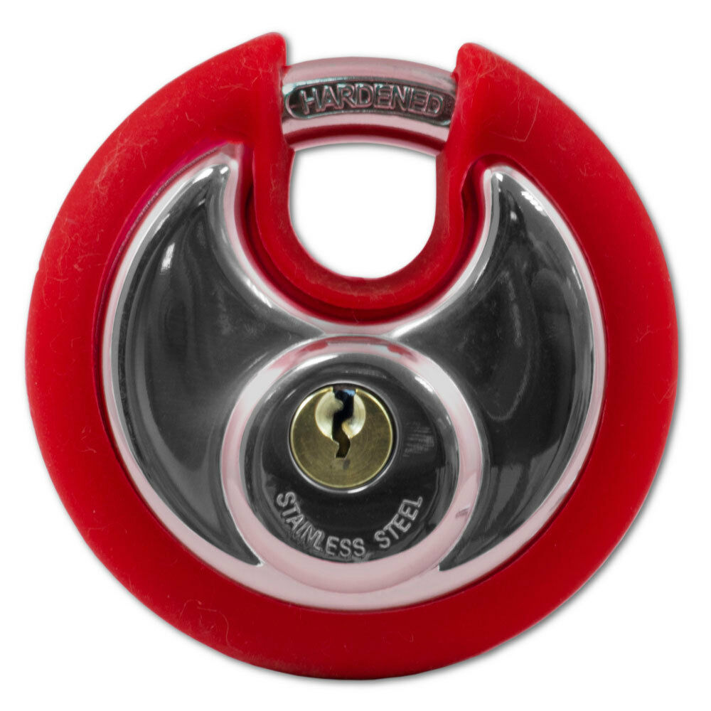 Asec Coloured Discus Padlock Red (AS10472)
