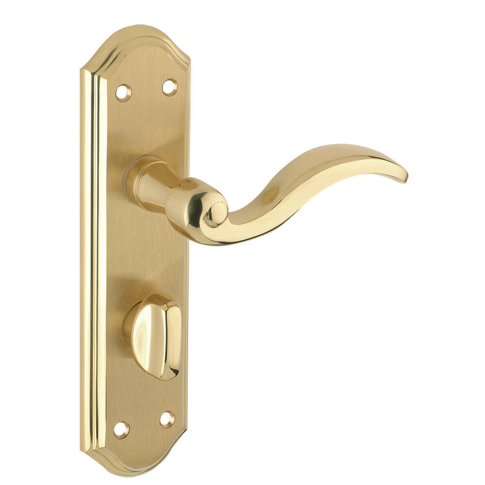 Fulton and Bray Door Handles on Backplate Brass Door Handles