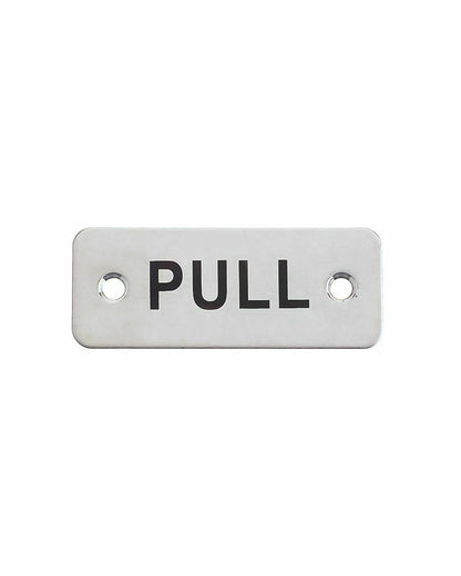 Rectangular PUSH PULL Signs Screw Fix Satin Stainless Steel 75mm x 30mm