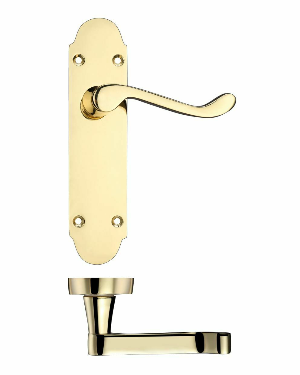Oxford Internal Door Handle on Latch Backplate Polished Brass