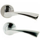 CHROME DOOR HANDLES Aztec Curved Winged Lever on Rose Internal Handle Pair Set
