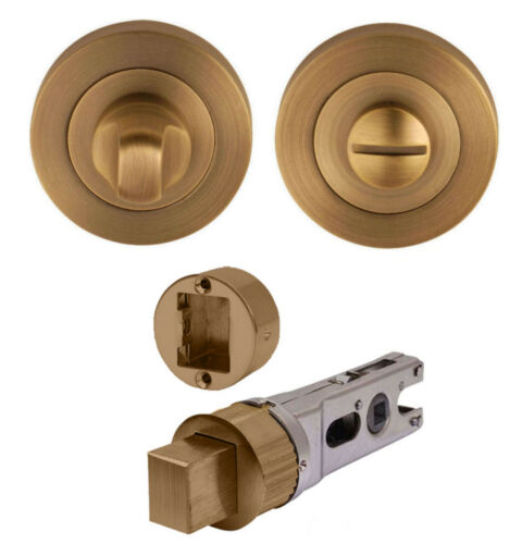Antique Brass Bathroom Thumb Turn Release + 75mm SmartBolt Toilet WC Door Lock