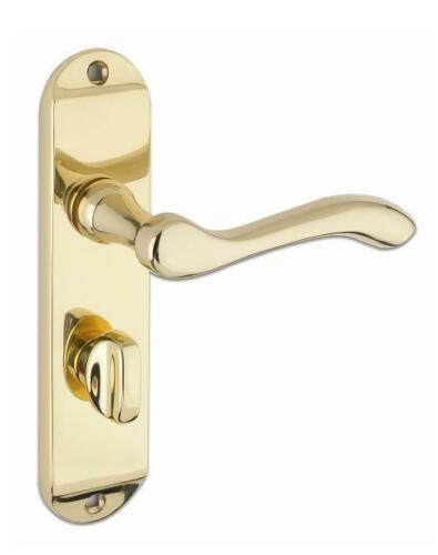 Arundel Lever Handle on Bathroom Plate Polished Brass