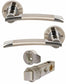 ORPHEUS Satin Nickel/Chrome Push Button Privacy/ WC Lever on Rose Door Handles
