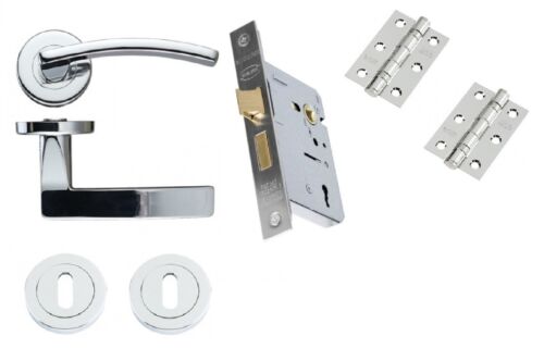 Toledo Polished Chrome Door Handle Pack (Internal 3 lever Lockset)
