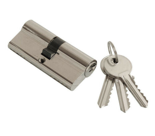 Euro Profile Cylinder + Key or Turn UPVC Door Lock Nickel or Brass inc. 3 Keys