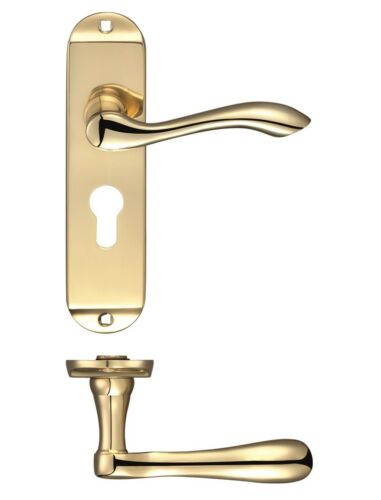 Arundel Lever Handle on Euro Profile Plate Polished Brass - FB021EP