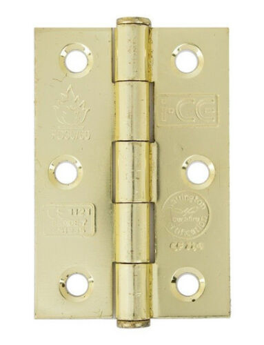 3" Electro Brass Steel ButtonTip Fire Door Butt Hinges 75 mm Grade 7 Fire Rated