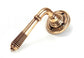 From the Anvil Reeded Lever Door handle on rose Polished Bronze