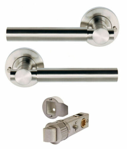 ASTRO Satin Nickel Push Button Locking Privacy/ WC Lever on Rose Door Handles