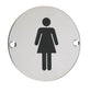 Toilet & Fire Door Signage - 76mm Dia, Satin Stainless Steel