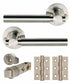ASTRO Satin Nickel Push Button Privacy/WC Lever on Rose Door Handles + 3" Hinges
