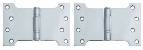 Polished Stainless Steel Parliament Door Hinges Button Tipped 4 x 4 x 6" +Screws