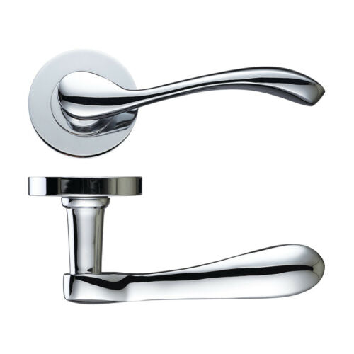 Savona Lever on Sprung Round Rose Polished Chrome Plated