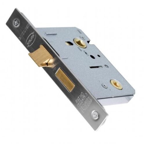 75mm (3")Mortice Bathroom Lock SSS/BZP C/w Strike Plate CE Marked for Fire Doors