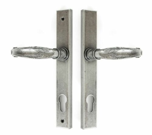 Euro Door Handles, From the Anvil Cottage Slim Line, Pewter 92mm Centres