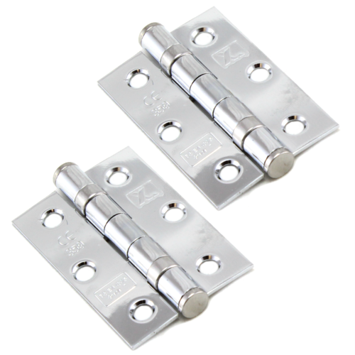 Fire Rated Door Hinge 3" 76mm Ball Bearing Hinges Polished Chrome Internal Doors