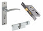 Amalfi Satin Chrome Handle Internal Cylinder & Turn Lock Set FOR 45mm FIRE DOOR